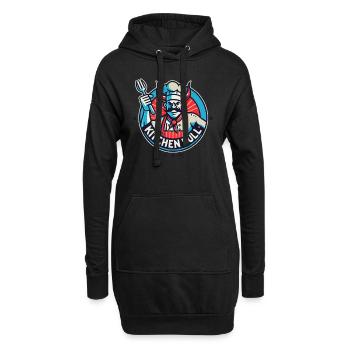 Der Koch ist ein Küchen-Bulle - Hoodie-Kleid - Schwarz - Vorne