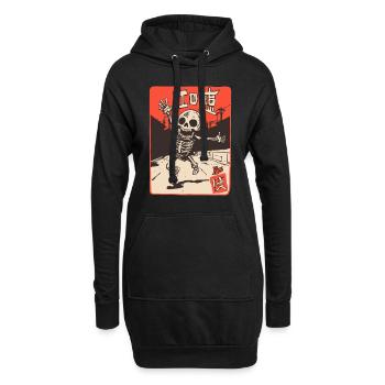 Japonais Edo Japon Rétro Dessin animé Squelette - Sweat-shirt à capuche long Femme - noir - Devant
