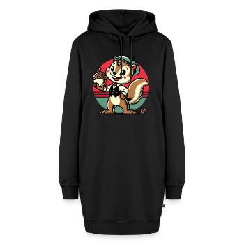 Eichhörnchen mit Haselnuss - Hoodie-Kleid - Schwarz - Vorne - AI Model Female 172 light (172cm)