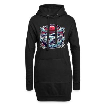 Voiture de sport JDM Japon au coucher du soleil - Sweat-shirt à capuche long Femme - noir - Devant