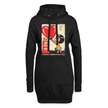 Kleines Mädchen malt Herz an die Wand - Hoodie-Kleid - Schwarz - Vorne