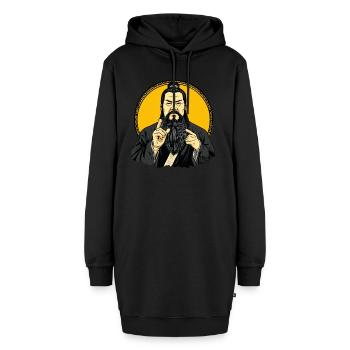 Parodie des chinesischen Philosophen Konfuzius - Hoodie-Kleid - Schwarz - Vorne - AI Model Female 172 light (172cm)