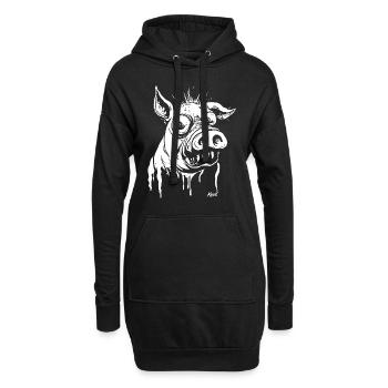 drôle horreur cochon - Sweat-shirt à capuche long Femme - noir - Devant