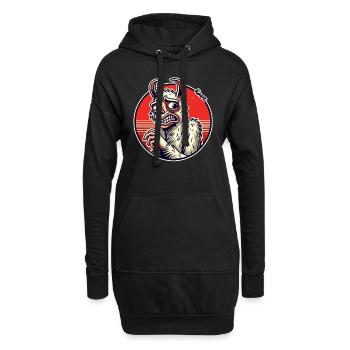 Fremdschämen Lama - Hoodie-Kleid - Schwarz - Vorne