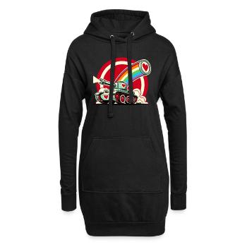 Regenbogen-Panzer, schießt Herzen der Liebe - Hoodie-Kleid - Schwarz - Vorne