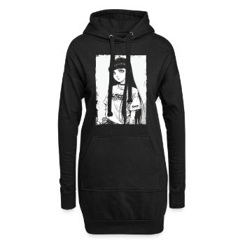 Japanisches Cartoon Mädchen und Politik - Hoodie-Kleid - Schwarz - Vorne
