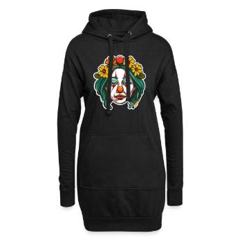 Clown triste avec couronne de fleurs - Sweat-shirt à capuche long Femme - noir - Devant