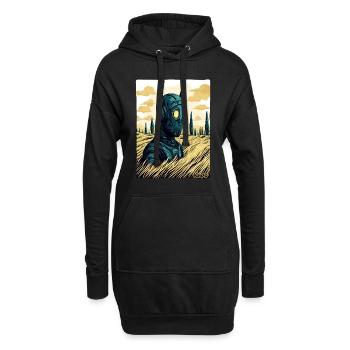 Cyborg avec des épis dans un champ de blé - Sweat-shirt à capuche long Femme - noir - Devant