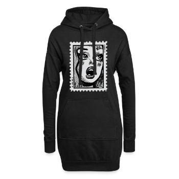 Femme de bande dessinée en état de choc – Timbre-poste Pop Art - Sweat-shirt à capuche long Femme - noir - Devant