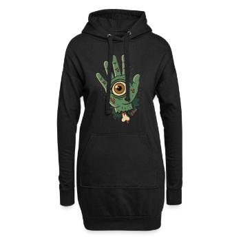 Zombiehand mit Auge - Hoodie-Kleid - Schwarz - Vorne