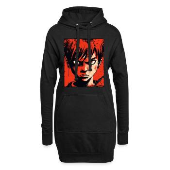 Wütender Junge im roten Comic-Stil - Hoodie-Kleid - Schwarz - Vorne