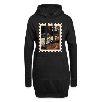 Mann schläft neben Glas auf Tisch - Hoodie-Kleid - Schwarz - Vorne