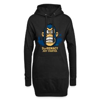 Wütender Affe mit Menschenmenge - Hoodie-Kleid - Schwarz - Vorne