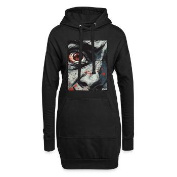 Intensives Auge im Comicstil - Hoodie-Kleid - Schwarz - Vorne