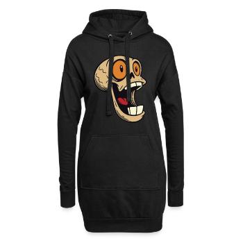 Crâne rieur avec de grands yeux - Sweat-shirt à capuche long Femme - noir - Devant