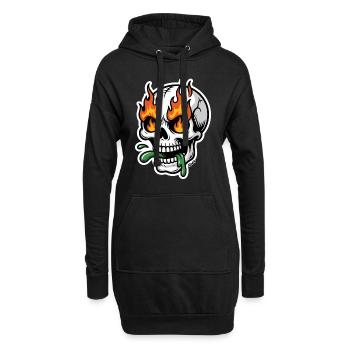 Crâne de flammes avec de la bave verte dans la bouche - Sweat-shirt à capuche long Femme - noir - Devant