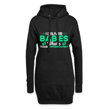 Obstétricien Doula Cadeau de sage-femme - Sweat-shirt à capuche long Femme - noir - Devant