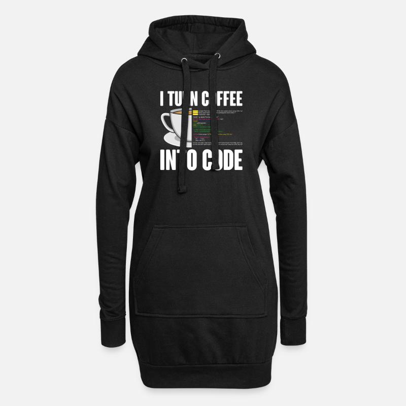 Lustiges Computer Kaffee Programmierer Design - Hoodie-Kleid - Schwarz