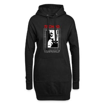 Techno Amour - Sweat-shirt à capuche long Femme - noir - Devant