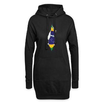 drapeau brésilien fier brésil - Sweat-shirt à capuche long Femme - noir - Devant