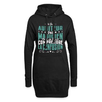 Je Suis Auditeur Pas Magicien - Sweat-shirt à capuche long Femme - noir - Devant