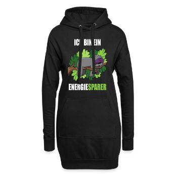 Faultier Ich bin ein Energiesparer Spruch - Hoodie-Kleid - Schwarz - Vorne