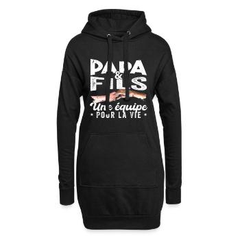 Papa Et Fils Une équipe Pour La Vie - Sweat-shirt à capuche long Femme - noir - Devant