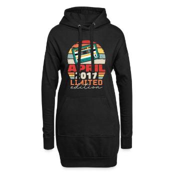 Avril 2017 Vintage Anniversaire Rétro Cadeau, 2017 - Sweat-shirt à capuche long Femme - noir - Devant