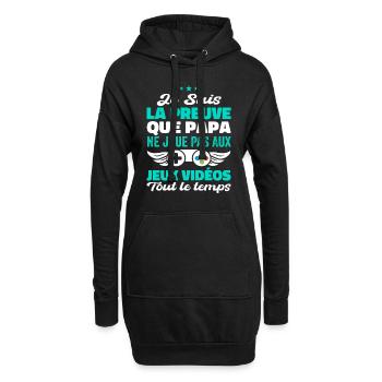 La Preuve Que Papa Ne Joue Pas Aux Jeux Vidéos - Sweat-shirt à capuche long Femme - noir - Devant
