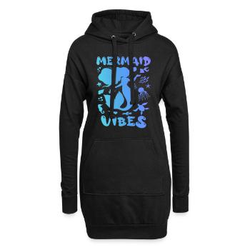 Meerjungfrau - Sirène - Meerjungfrauen-Vibes - Hoodie-Kleid - Schwarz - Vorne