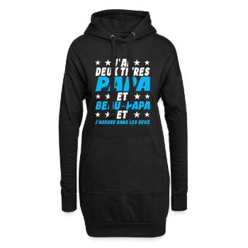 J'ai Deux Titres Papa Et Beau-papa Humour Cadeau - Sweat-shirt à capuche long Femme - noir - Devant