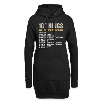 10 Dinge, die ich im Leben will Videospiel-Liebhaber - Hoodie-Kleid - Schwarz - Vorne