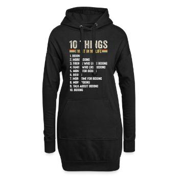 10 Dinge, die ich in meinem Leben will Boxen und noch mehr Boxen - Hoodie-Kleid - Schwarz - Vorne