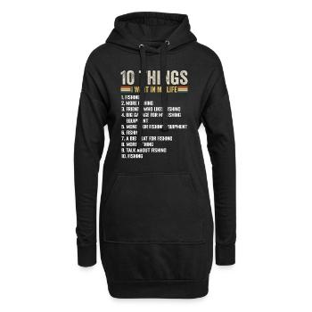 10 Dinge, die ich in meinem Leben will Angeln Mehr Angeln - Hoodie-Kleid - Schwarz - Vorne