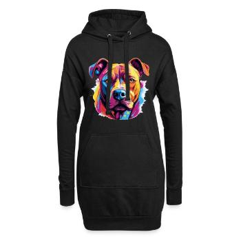 Pitbull Pittie Dog - Pop Art Pitbull Coloré - Sweat-shirt à capuche long Femme - noir - Devant