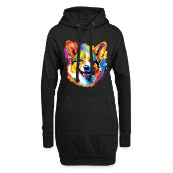 Welsh Corgi Pembroke Dog Breed Pet Pop Art - Hoodie-Kleid - Schwarz - Vorne