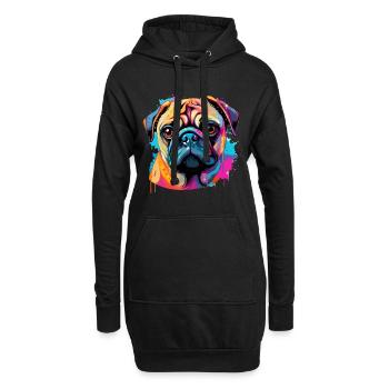 Pop Art Colorful Pug Dog Breed Pet - graphique - Sweat-shirt à capuche long Femme - noir - Devant