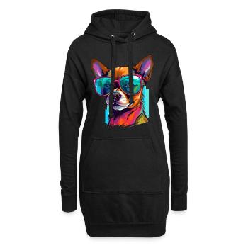 Chihuahua Chiwawa Dog Breed Pet with Sunglasses - Hoodie-Kleid - Schwarz - Vorne