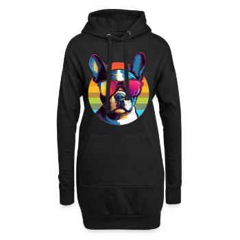 Boston Terrier Bostie Dog Breed Pet avec lunettes de soleil - Sweat-shirt à capuche long Femme - noir - Devant