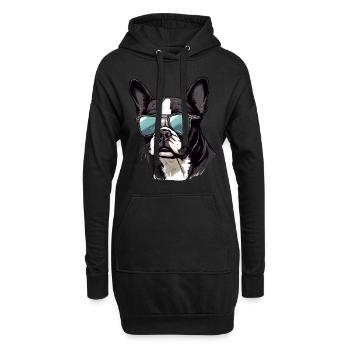 Boston Terrier Bostie Dog Breed Pet avec lunettes de soleil - Sweat-shirt à capuche long Femme - noir - Devant
