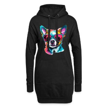 Chihuahua Chiwawa Dog Breed Pet with Sunglasses - Hoodie-Kleid - Schwarz - Vorne