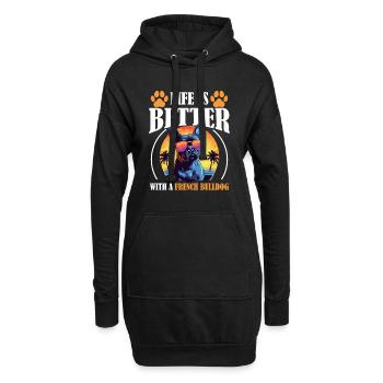 La vie d’animal de compagnie de race de chien Frenchie est meilleure avec le français - Sweat-shirt à capuche long Femme - noir - Devant