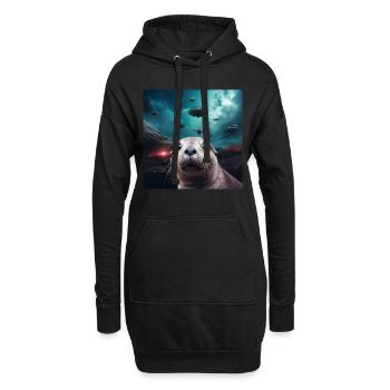 Alien UFO Funny River Otter - Sweat-shirt à capuche long Femme - noir - Devant