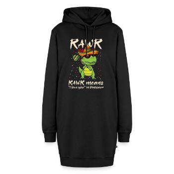 Rawr signifie « Je t'aime » langage des dinosaures - Sweat-shirt à capuche long Femme - noir - Devant