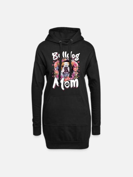 British English Bulldog lover - Bulldog Mom - Hoodie Dress - black