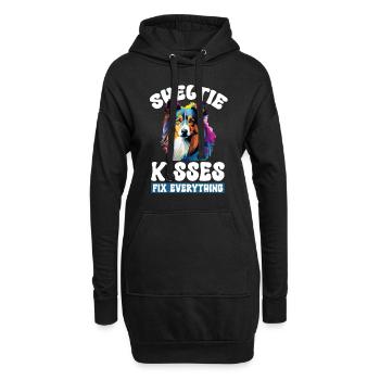 Shetland Sheepdog Sheltie kisses fix everything - Hoodie-Kleid - Schwarz - Vorne