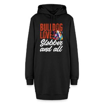 British English Bulldog lover - Bulldog Love - Sweat-shirt à capuche long Femme - noir - Devant
