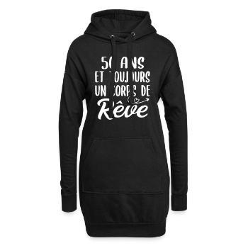 50 ans et toujours un corps de rêve - Cadeau 50ans - Sweat-shirt à capuche long Femme - noir - Devant