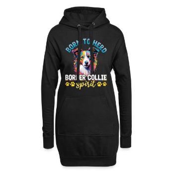 Chien Border Collie Né pour troupeau Border Collie - Sweat-shirt à capuche long Femme - noir - Devant