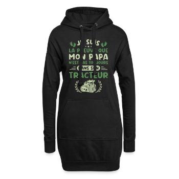 Je Suis La Preuve Que Mon Papa N'est Pas, Tracteur - Sweat-shirt à capuche long Femme - noir - Devant